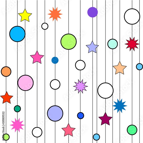 Star, circle on line pattern. Vector illustration