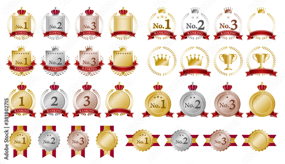 立体的なメダルのイラストのランキングアイコン素材セット Stock Vector Adobe Stock