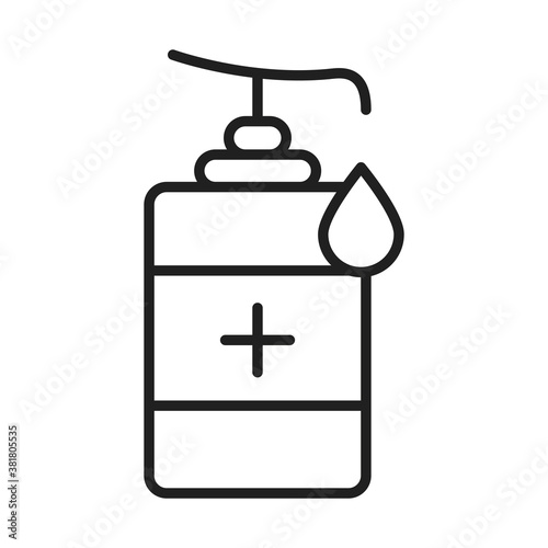 new normal, alcohol disinfection bottle after coronavirus disease covid 19, linear icon style