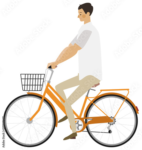 自転車を押す男性のイラスト