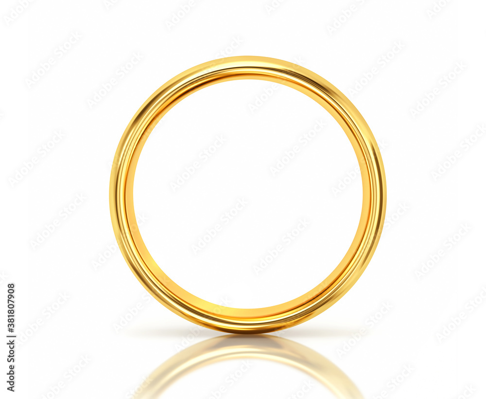 Golden ring with reflection isolated on white. Clipping path included Golden ring with reflection isolated on white. Clipping path included