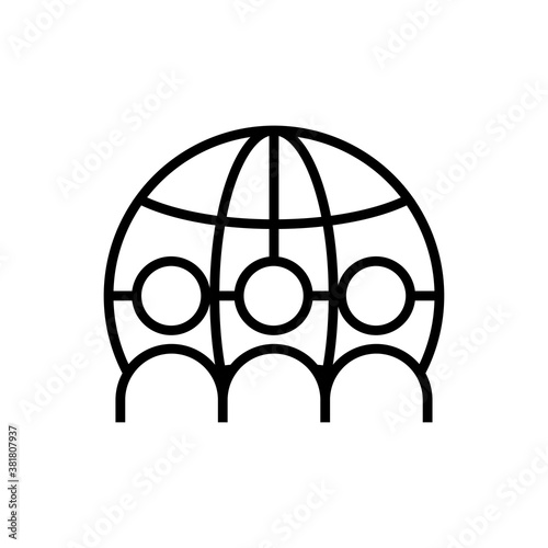 Business team line icon. Global business network work icon. Design template vector