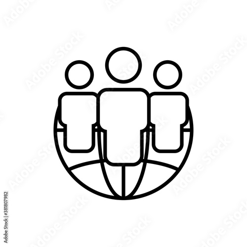Business team line icon. Global business network work icon. Design template vector