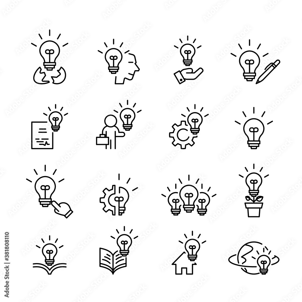 Obraz premium Idea and Light Icons set,Vector