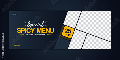 Food restaurant promotional social media post poster facebook cover page, header, timeline web banner template design