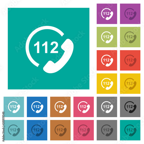 Emergency call 112 square flat multi colored icons