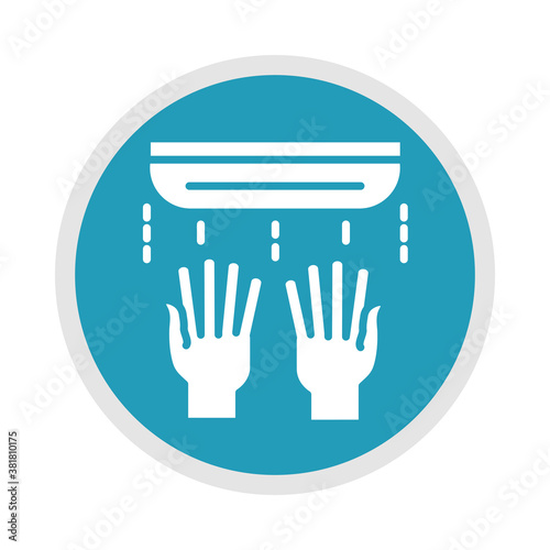 new normal, use hand dryer, after coronavirus disease covid 19, blue silhouette icon