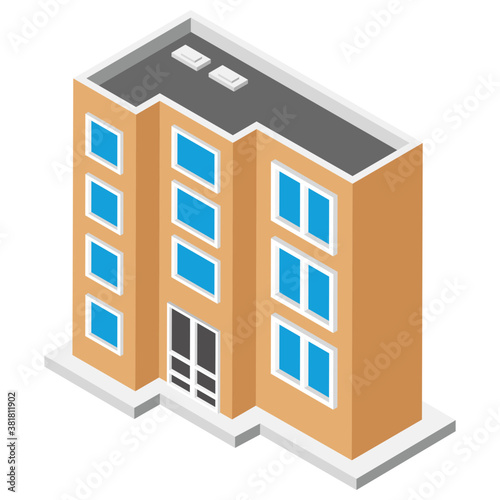  Flat icon design of a commercial building 