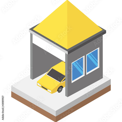 
Car garage isometric flat icon 
