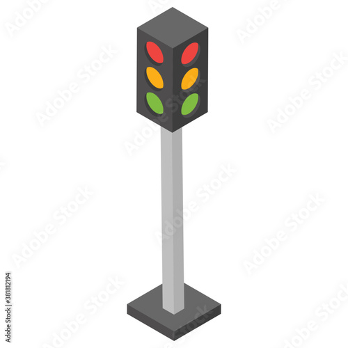 
Traffic lights isometric icon 
