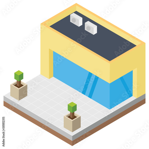 
Flat icon design of a convention center
