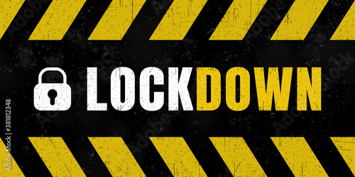 Lockdown - Grungy sign with lock icon and text 