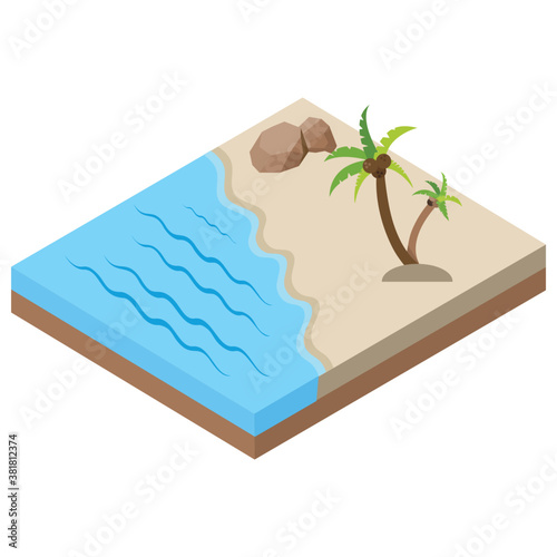 
Island beach isometric beach icon 
