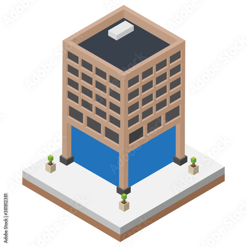 
Flat isometric icon design of a convention center
