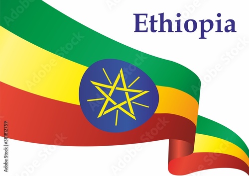Flag of Ethiopia, Federal Democratic Republic of Ethiopia. Bright, colorful vector illustration.