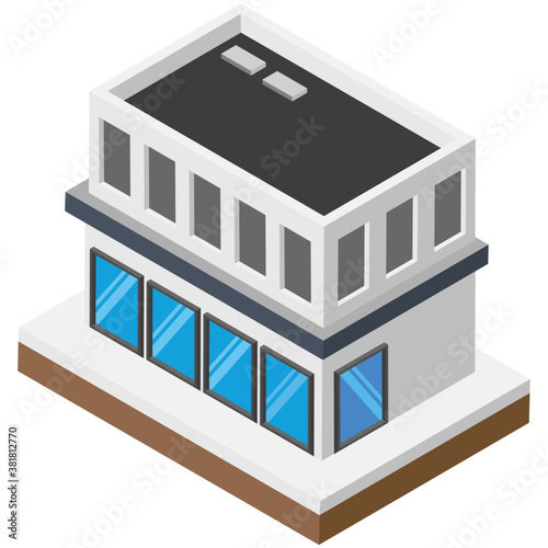  Flat isometric icon design of a hotel 