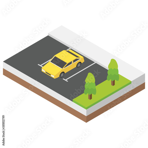 
Town parking isometric icon 
