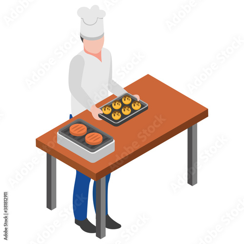 
Flat icon design of baker 
