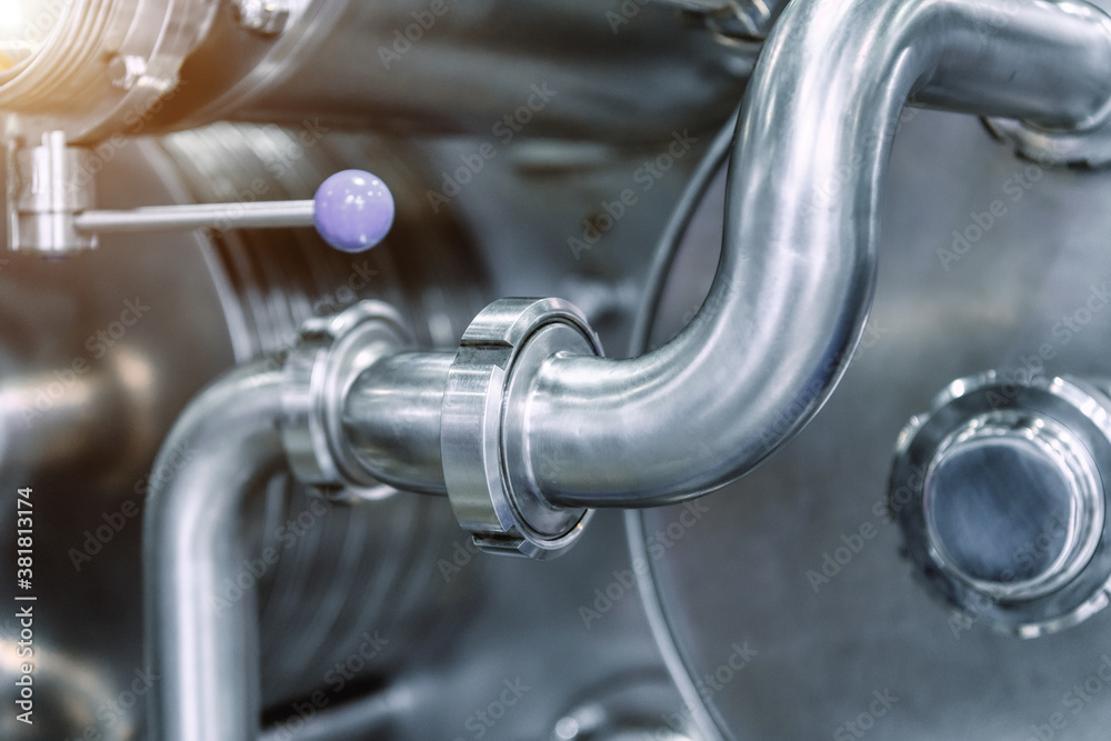 Bright shiny stainless steel piping. Bright shiny stainless steel piping.