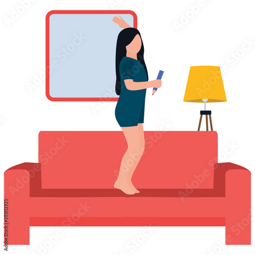 
Girl holding whiteboard, writing practice flat icon 
