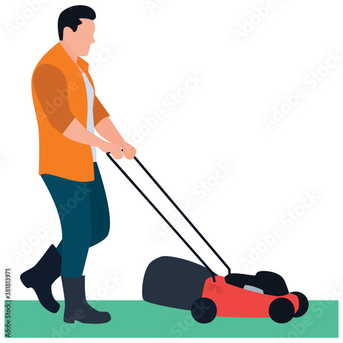 
Lawn mower flat design 
