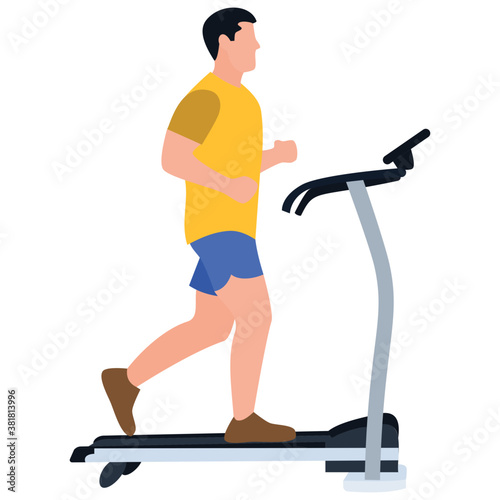 
Treadmill exercise flat icon design 
