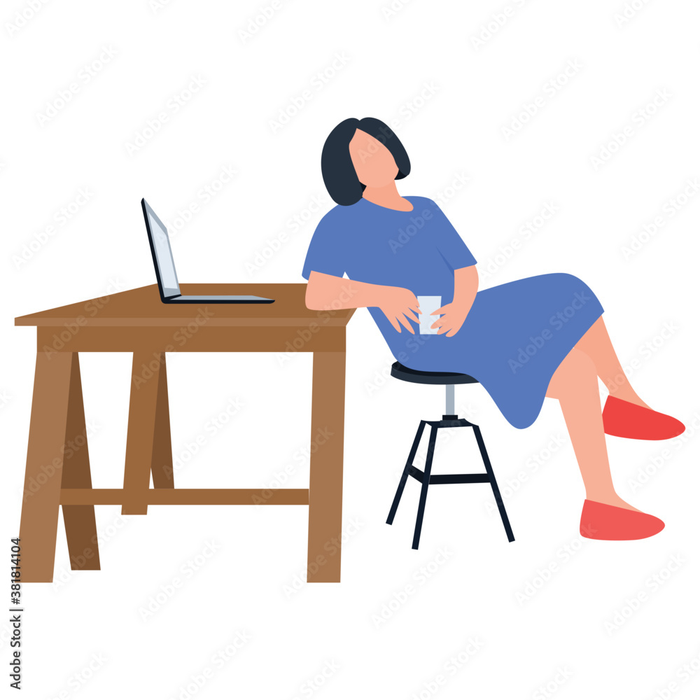 Fototapeta premium Online employee flat vector 