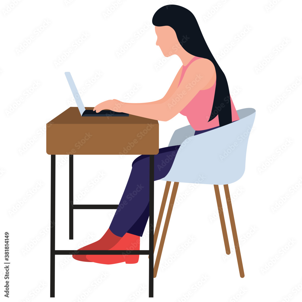 Fototapeta premium Online working, flat icon design of assignment 