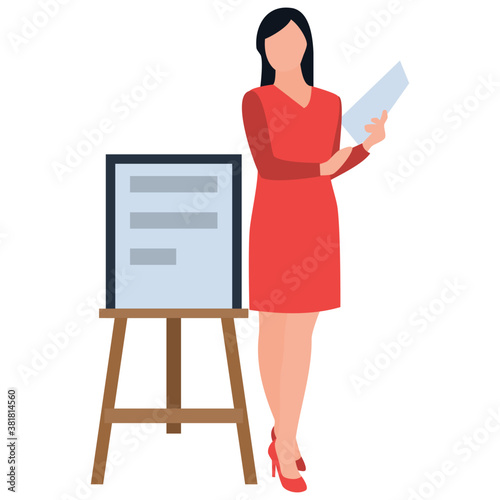 
Female entrepreneur worker flat icon design 
