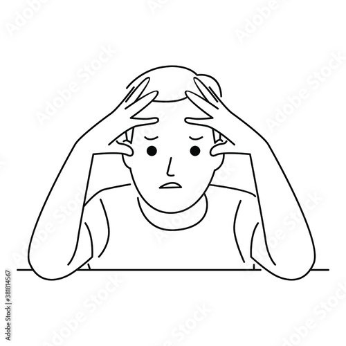 Man with a headache, compassion fatigue, disease of the head
