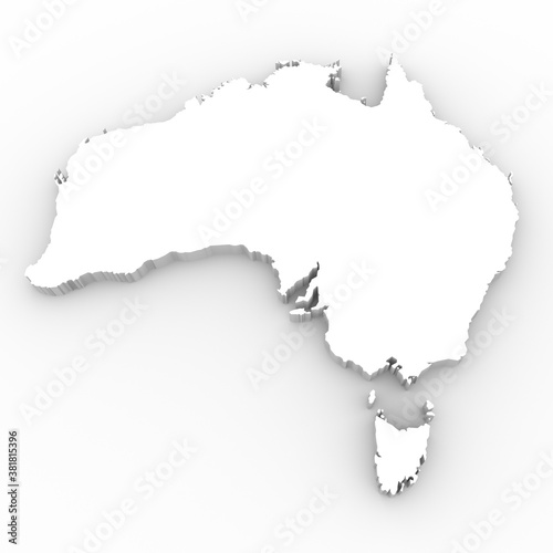 Australian map on a white background. 3d rendering