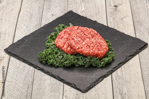 Raw beef burger cutlet for cooking