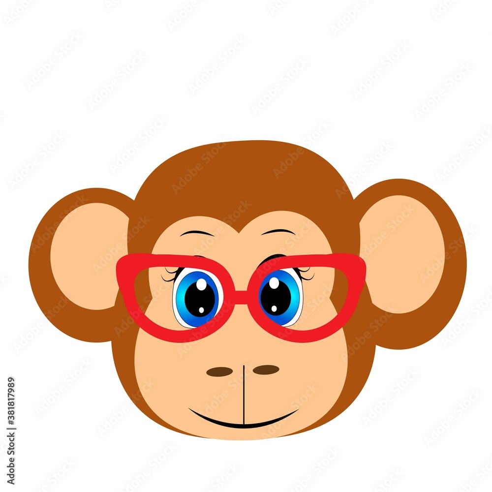 Obraz premium Cute cartoon animal with red glasses vector illustration
