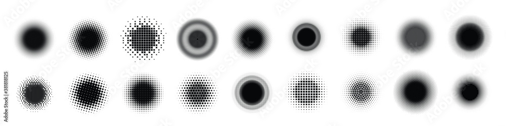 Halftone vector. Monochrome Abstract dot, Gradient halftone dots for background pattern and texture.