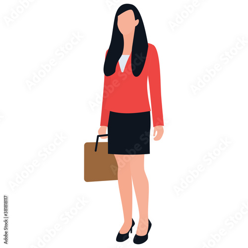 
Female entrepreneur worker flat icon design 
