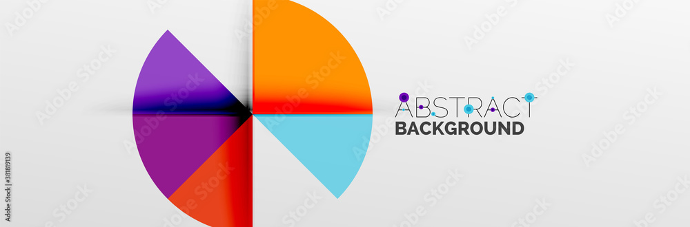 Bright color circles, abstract round shapes and triangles composition with shadow effects. Vector modern geometric design template Bright color circles, abstract round shapes and triangles composition with shadow effects. Vector modern geometric design template
