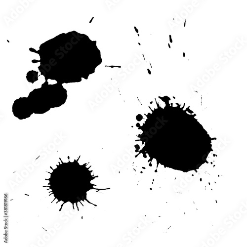 Ink black blot set. Abstract stain. Isolate on a white background