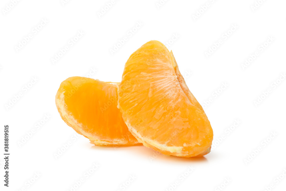 Pieces of ripe mandarin isolated on white background Pieces of ripe mandarin isolated on white background