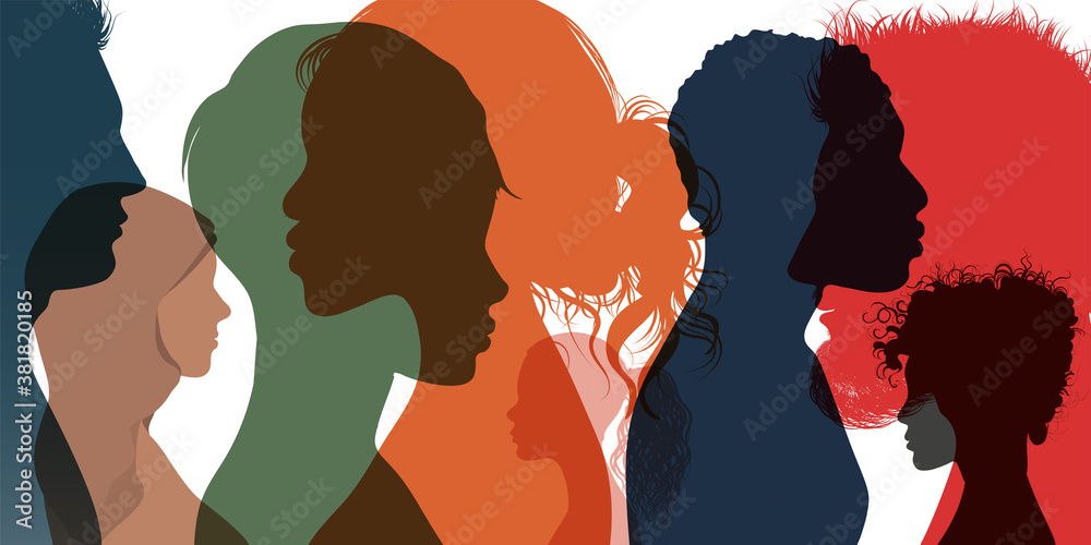 Grupo De Diversidade Multicultural Mulheres E Meninas Multiétnicas - Perfil  De Silhueta De Cabeça. Comunidade De Redes Sociais Femininas De Diferentes  Culturas. Igualdade Racial. Empoderamento. Colegas.Team Royalty Free SVG,  Cliparts, Vetores, e