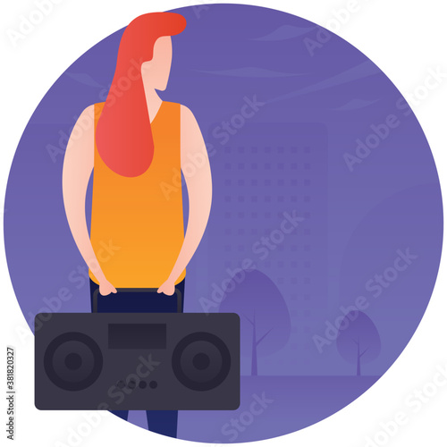 
Flat rounded icon of disk jockey 
