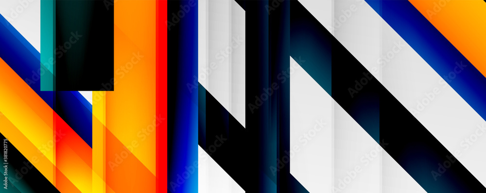 Geometric abstract backgrounds with shadow lines, modern forms, rectangles, squares and fluid gradients. Bright colorful stripes cool backdrops Geometric abstract backgrounds with shadow lines, modern forms, rectangles, squares and fluid gradients. Bright colorful stripes cool backdrops