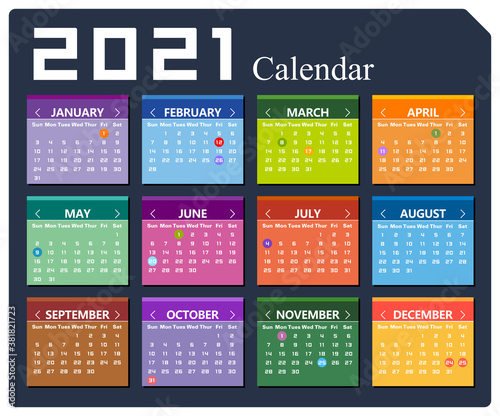 Vector year of 2021 calendar background