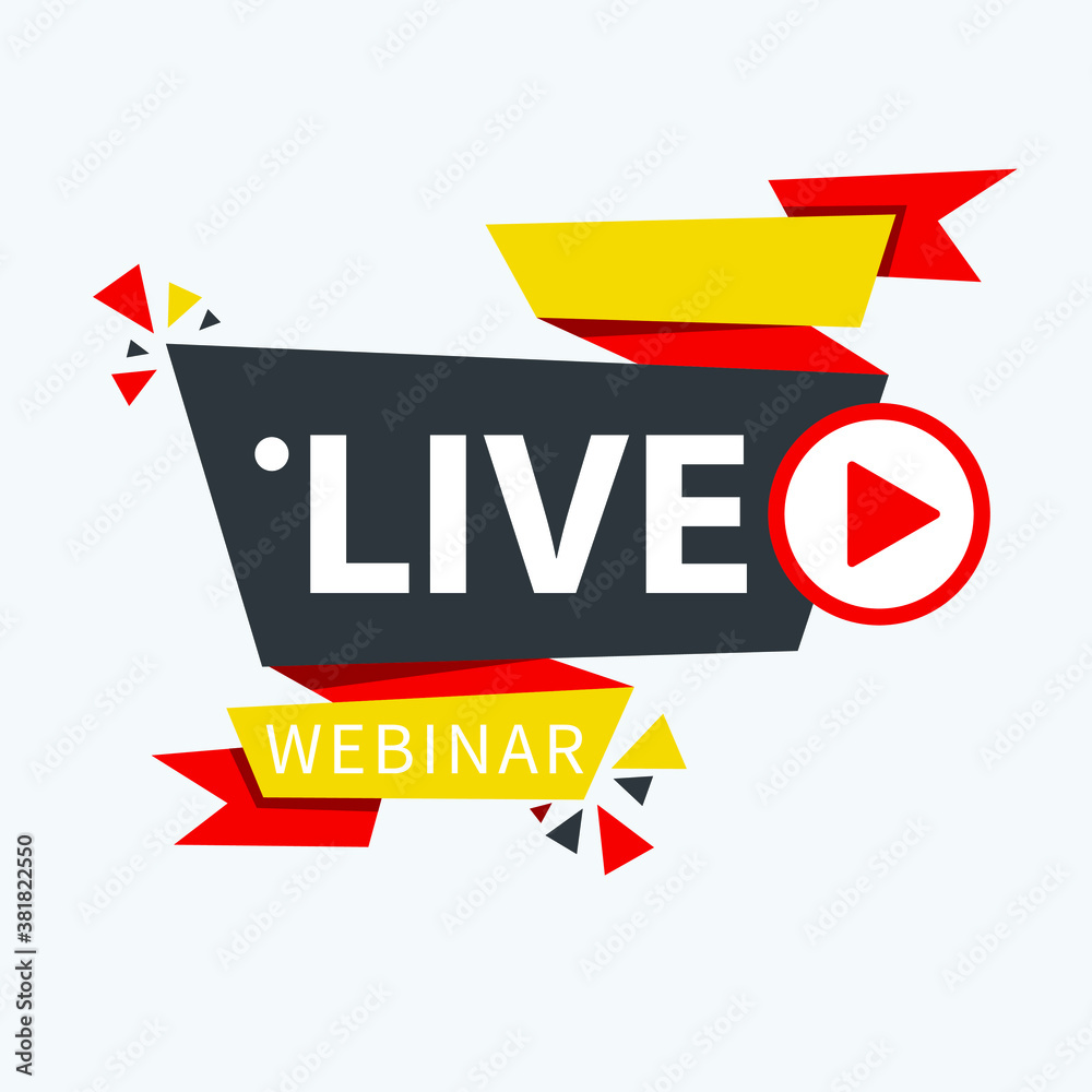 Live Webinar Button, icon, emblem label gradient Vector illustration flat linear badge and banner, scroll, sticker, ribbon, embem, poster. Live Webinar Button, icon, emblem label gradient Vector illustration flat linear badge and banner, scroll, sticker, ribbon, embem, poster.