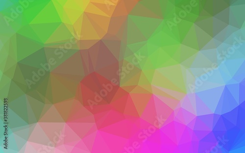 Light Multicolor, Rainbow vector triangle mosaic texture. Triangular geometric sample with gradient. Brand new style for your business design.