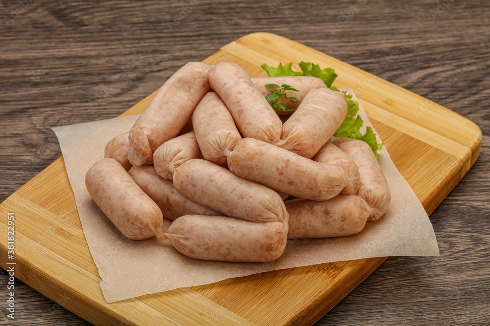 Raw natural chicken baby sausages Raw natural chicken baby sausages