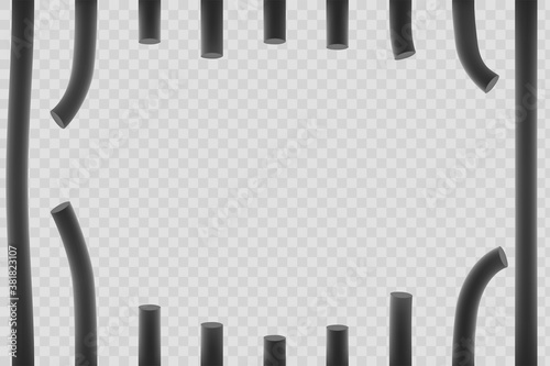 Broken metal bars. Window in prison. Vector illustration