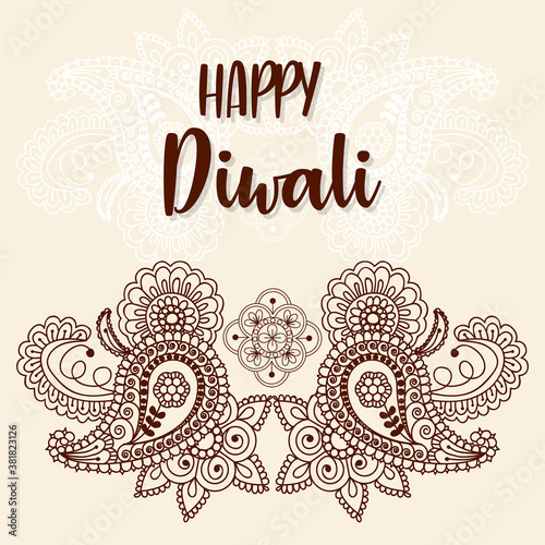 Diwali Festival Background Round Floral Ornament - Diwali Background Template with Floral Ornet