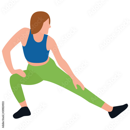 
Flat icon design of exercising girl 

