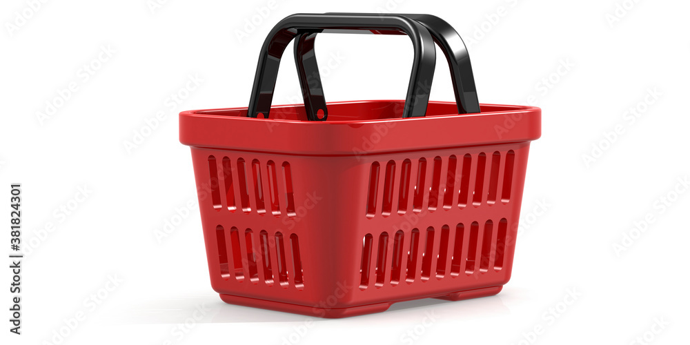 Fototapeta premium Red shopping basket isolated on white background