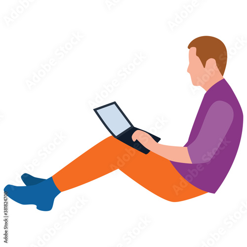 
Working in park flat icon design 
